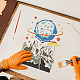 プラスチック再利用可能な描画絵画ステンシル テンプレート  ファブリック タイル 床 家具 木材の塗装用  長方形  惑星模様  297x210mm DIY-WH0202-261-5