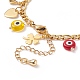 Lampwork Evil Eye & Brass Clover Heart Charms Bracelet with Stainless Steel Chains for Women BJEW-TA00141-5