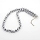 Trendy Unisex Grade A Silver Plated Magnetic Synthetic Hematite Round Beaded Necklaces NJEW-M014-8mm-03-1