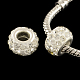 Polymer Clay Rhinestone European Large Hole Beads with Silver Color Plated Brass Cores FPDL-R002-16-1