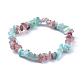 Bracelets extensibles en copeaux de quartz d'amazonite naturelle et de fraise X-BJEW-JB04490-04-1