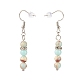 Boucles d'oreilles pendantes à perles rondes et pierres précieuses EJEW-JE04873-5