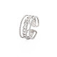 304 anello per polsino aperto a forma di catena barbazzale in acciaio inossidabile per donna RJEW-S405-228P-3