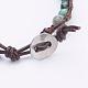 Two Loops Natural African Turquoise(Jasper) Wrap Bracelets BJEW-JB03285-02-3