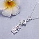 Silver Plated Brass Cubic Zirconia Flower Pendant Necklaces NJEW-BB05144-B-4