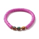 Natural Lava Rock & Polymer Clay Heishi Beads Stretch Bracelets Sets BJEW-JB07439-2
