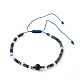 Set di bracciali con perline intrecciate in filo di nylon regolabile con perline di agata nera naturale BJEW-JB06453-2