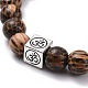 Waxed Natural Bodhi Wood Round Beads Stretch Bracelet BJEW-JB07099-01-5