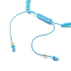 Плоский круглый браслет лэмпворк с плетеными бусинами от сглаза BJEW-JB07234-03-4
