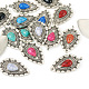 16 Uds 8 estilos colgantes de piedras preciosas de imitación de resina de aleación RESI-TA0001-51-3