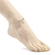 304 bracelet de cheville breloque tortue en acier inoxydable avec perles rondes en jade blanc naturel pour femme AJEW-AN00498-04-3