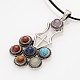 Platinum Tone Chakra Jewelry Zinc Alloy Bezel Gemstone Pendant Necklaces NJEW-JN01154-3