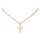 Natural Shell Cross Pendant Necklace with 304 Stainless Steel Chains NJEW-JN04435-1