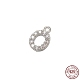 Real Platinum Plated Rhodium Plated 925 Sterling Silver Micro Pave Clear Cubic Zirconia Charms STER-P054-10P-O-1