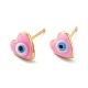 Boucles d'oreilles coeur en émail avec mauvais œil EJEW-P210-05G-01-1