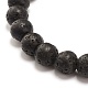 Round Synthetic Turquoise & Natural Lava Rock Stretch Bracelet BJEW-JB07470-02-5