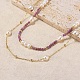 Collares de doble capa con cuentas de lepidolita natural y perlas NJEW-G121-01G-3
