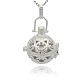 Silver Color Plated Brass Hollow Round Cage Pendants KK-J216-09S-1