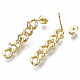 Brass Micro Pave Clear Cubic Zirconia Dangle Stud Earrings EJEW-N011-12G-NF-2