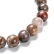 Bracelets de perles extensibles en bois pétrifié naturel G-A185-01O-3