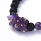 Bracelets extensibles à perles rondes en pierre de lave naturelle BJEW-JB05118-02-2