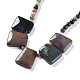 Round & Trapezoid Natural Gemstone Beaded Necklaces NJEW-F103-13A-2