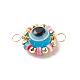 Evil Eye Plastic Copper Wire Wrapped Connector Charms PALLOY-JF01937-5