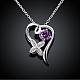 Silver Plated Brass Cubic Zirconia Heart with Flower Pendant Necklaces NJEW-BB06045-C-2