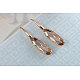 Oval Three Times of Real Rose Gold Plated Fashion Alloy Austrian Crystal Dangle Earrings EJEW-AA00057-58B-3