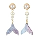 Boucles d'oreilles pendantes en perles de coquillage et acétate de cellulose (résine) EJEW-TA00279-1