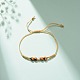 Natural Agate & Brass Clover Beaded Cord Bracelet BJEW-JB08366-01-2