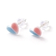 Двухцветные серьги-гвоздики из смолы в форме сердца для девушек и женщин EJEW-D278-07S-2