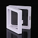 プラスチックフレームスタンド  透明なメンブレン付き  3Dフローティングフレームディスプレイホルダー  コインディスプレイボックス  正方形  ホワイト  69x69x54mm ODIS-P005-01-70x70mm-A-4
