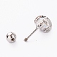 Brass Micro Pave Clear Cubic Zirconia Barbell Cartilage Earrings AJEW-P017-17P-2