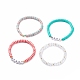 4 pièces 4 bracelets extensibles en argile polymère faits à la main de style heishi sunfer sertis de coeur en laiton BJEW-TA00093-4