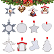 SUPERFINDINGS 8 Sets 8 Styles Christmas Theme Sublimation Blank Alloy Photo Frame Pendant Hot Transfer Printing Sublimation Hanging Decoration for Christmas Party Decor DIY-FH0005-64-1