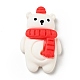 オペーク クリスマス レジン カボション  赤いスカーフをしたクマ  ホワイト  26.5x17x6.5mm RESI-G039-10-2
