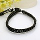 Fashion Black Glass Cord Beaded Bracelets BJEW-J054-10-1