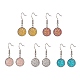 5 Pair 5 Color Bling Resin Flat Round Dangle Earrings EJEW-JE05155-1