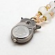 Rétro longues noires perles de verre en alliage collier pendentif chouette quartz montres de poche WACH-M036-07-5