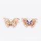 Hollow Golden Plated Alloy Enamel Rhinestone Butterfly Big Pendants ENAM-E286-02G-2