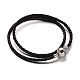 2 Loops Braided PU Leather Cord Wrap Bracelets MAK-L003-03-1
