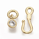 Brass Micro Pave Clear Cubic Zirconia Hook and S-Hook Clasps KK-T051-26G-NF-3