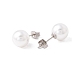 6 paio di orecchini a bottone rotondi con perle di conchiglia EJEW-A067-18A-P-3