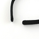 プレーンヘッドヘアヘアアクセサリープラスチックヘアバンド  歯付き  ベルベットのリボン付き  ブラック  100x12mm OHAR-S188-01-2