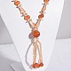 Perles de verre avec des colliers de perles d'agate X-NJEW-E040-02-2
