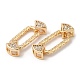 Brass Micro Pave Clear Cubic Zirconia Connector Charms KK-C028-38G-2