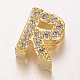 Golden Plated Brass Micro Pave Cubic Zirconia Letter Slide Charms ZIRC-E015-01-2