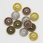 Perline distanziali disco in lega stile tibetano, cadmio & nichel &piombo libero, colore misto, 12x2mm, Foro: 2 mm, circa 185pcs/200g