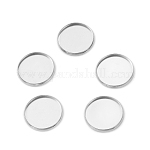 Copas de bisel de borde liso redondas y planas de acero inoxidable 304 resistentes al deslustre, cabochon bases, color acero inoxidable, Bandeja: 20 mm, 22x2mm